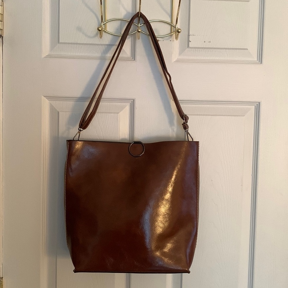 Womens Brown Leopard Print Shoulder Bag
